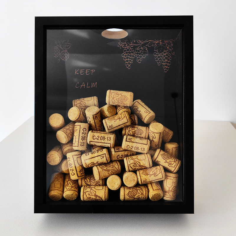 Vintage Collectible Bottles - Red Wine Cork Display Frame Wooden