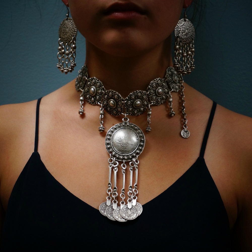 Vintage Collectible Coins - Ethnic Gypsy Vintage Metal Coin Tassel