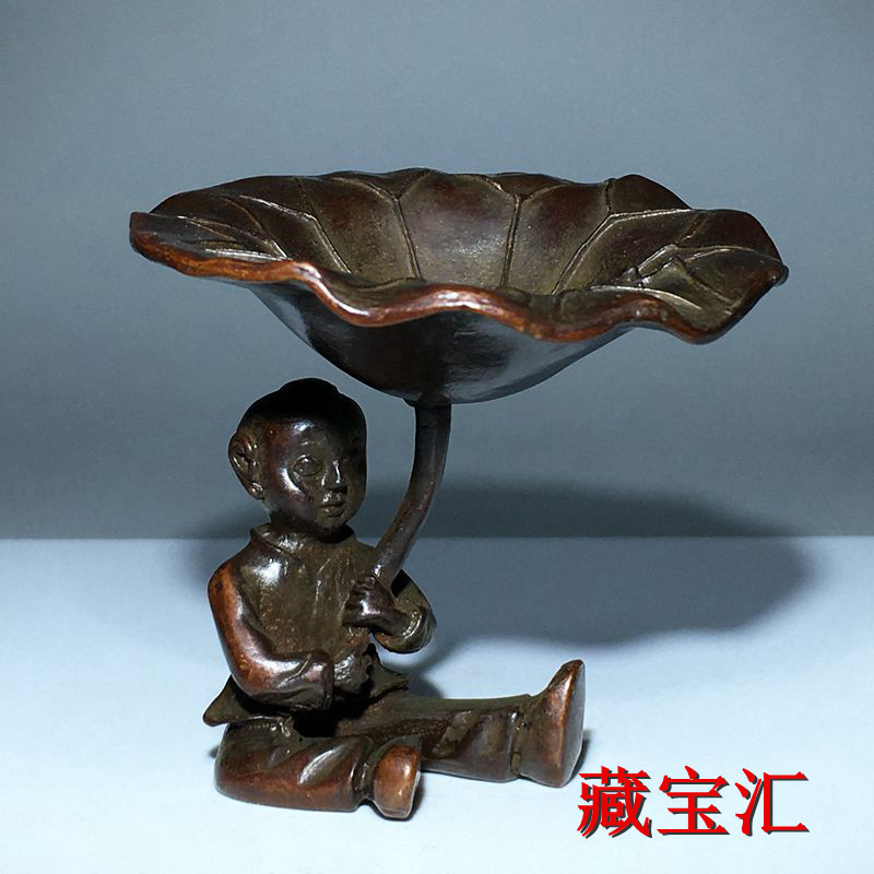 Vintage Items Collection - Vintage Antique Lotus Leaf Child Bronze