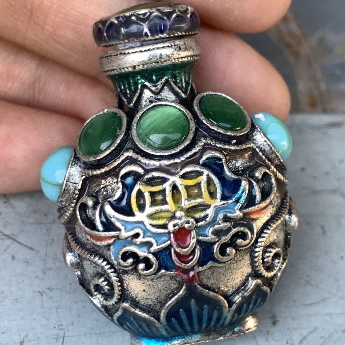 Vintage Cloisonne Bronze Snuff - Vintage Collectible Bottles ulasan dan harga