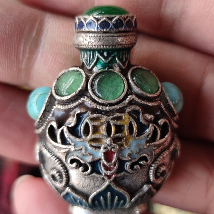 Vintage Cloisonne Bronze Snuff - Vintage Collectible Bottles ulasan dan harga