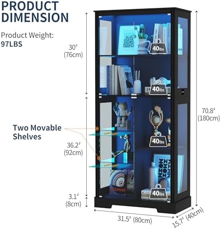 71'' Display Cabinet with 5-Ti - Collectible & Vintage Dolls For Wedding ulasan dan harga