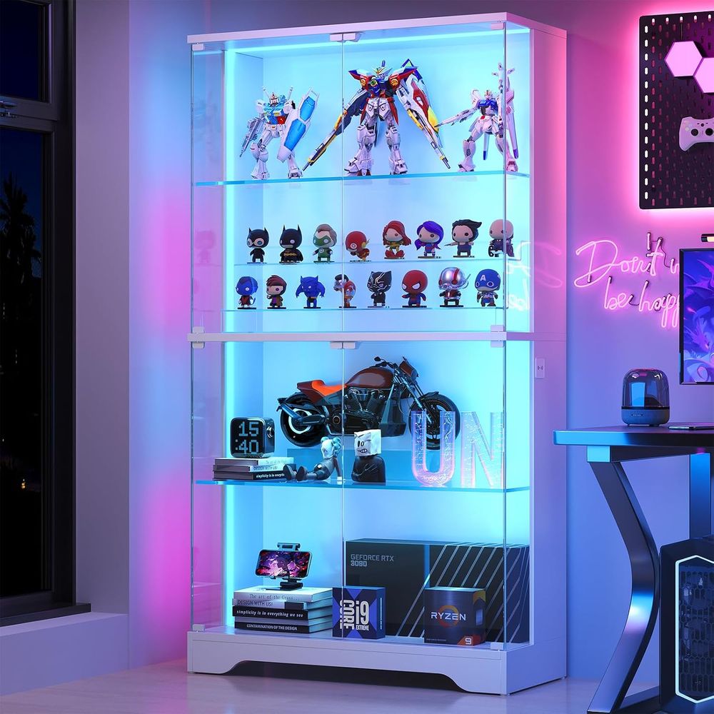 4-Tier Glass Display Cabinet w - Collectible & Vintage Dolls For Wedding ulasan dan harga