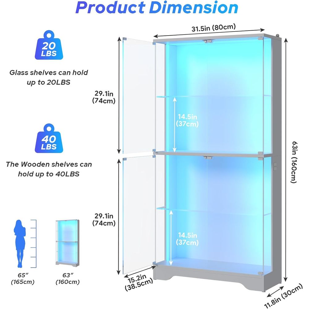 4-Tier Glass Display Cabinet w - Collectible & Vintage Dolls For Wedding ulasan dan harga